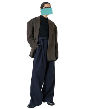 m's braque  "BELTED BAGGY PANTS〔NAVY STRIPE〕"