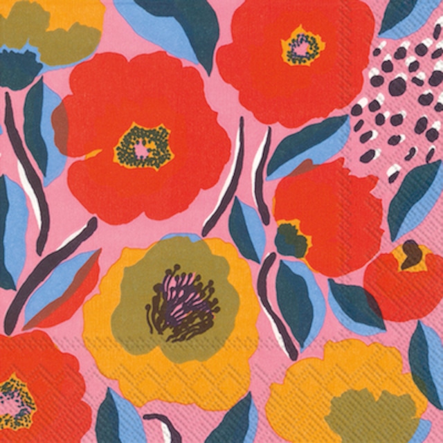 【marimekko】バラ売り2枚 カクテルサイズ ペーパーナプキン ROSARIUM ローズ