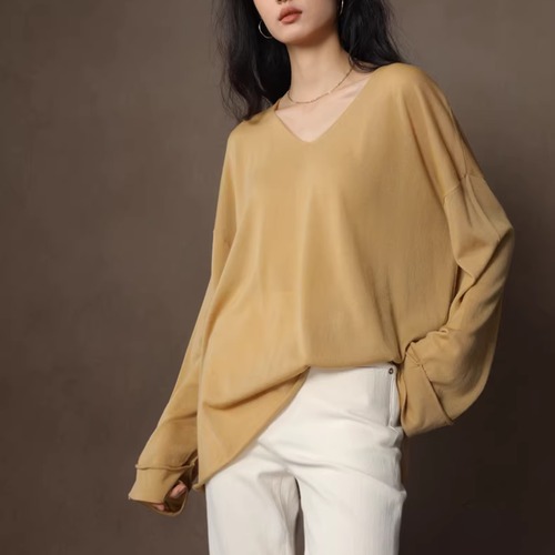 大人Vネック  ゆったり カットソー 00048 画像