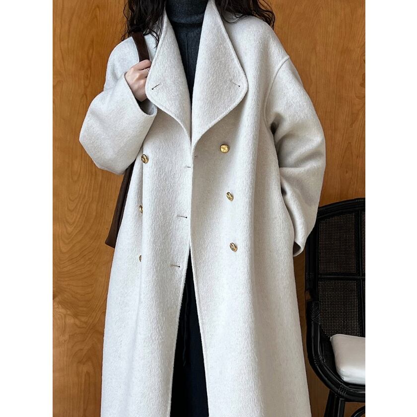 stand collar long coat | colorer