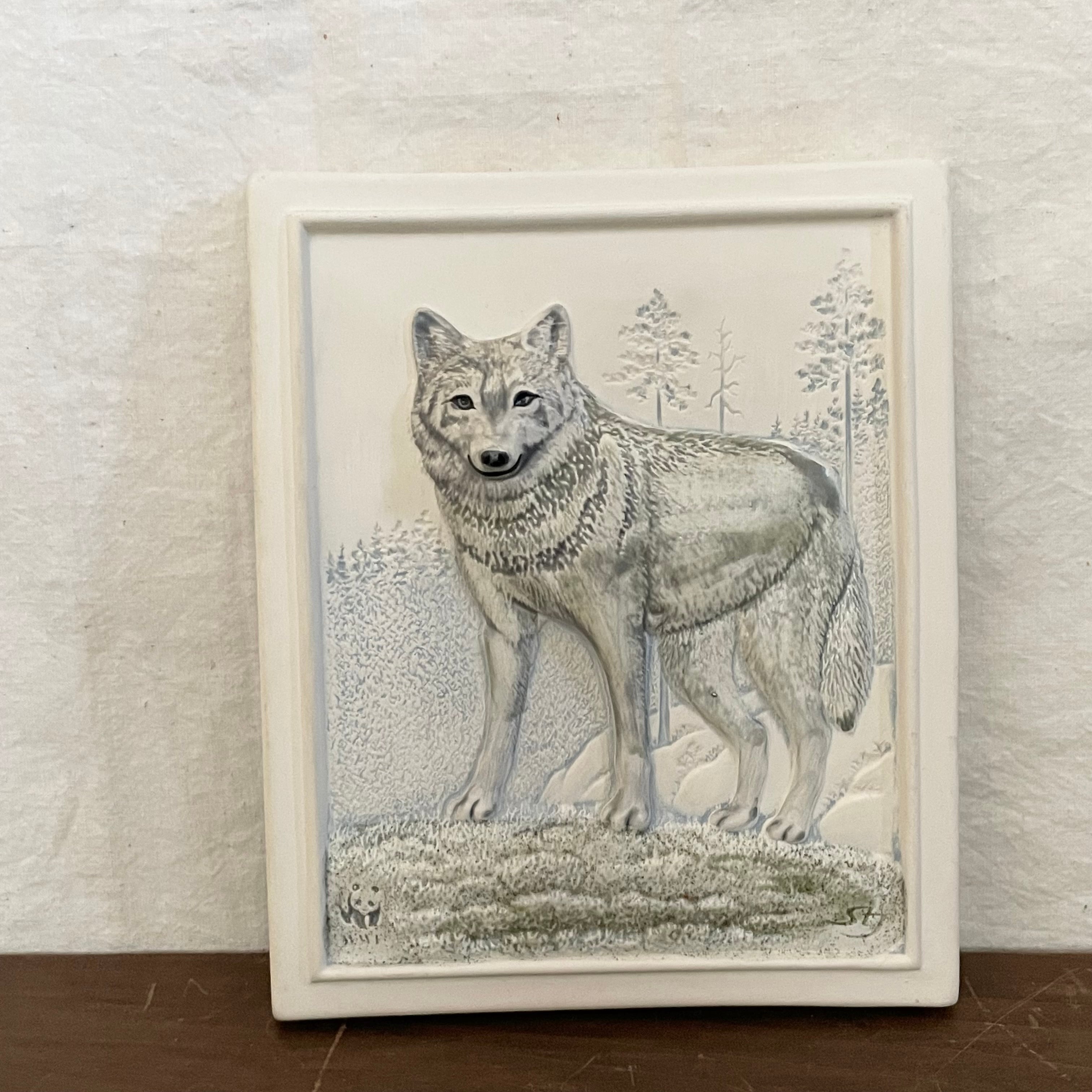 オオカミの陶板