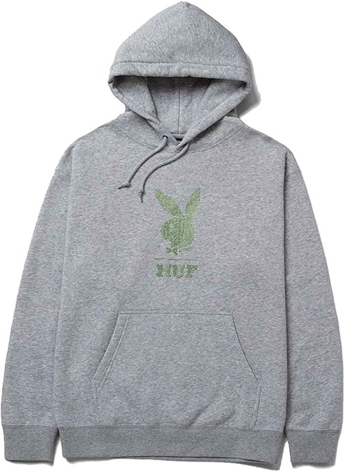 ハフ スウェットパーカー HUF PLAYBOY RHINESTONE P/O HOODIE GREY [並行輸入]