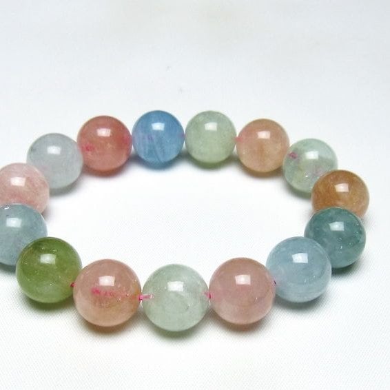 ミックスカラーベリル ブレスレット 15mm 一点物 メール便可 [M便 1/10] 111-48908