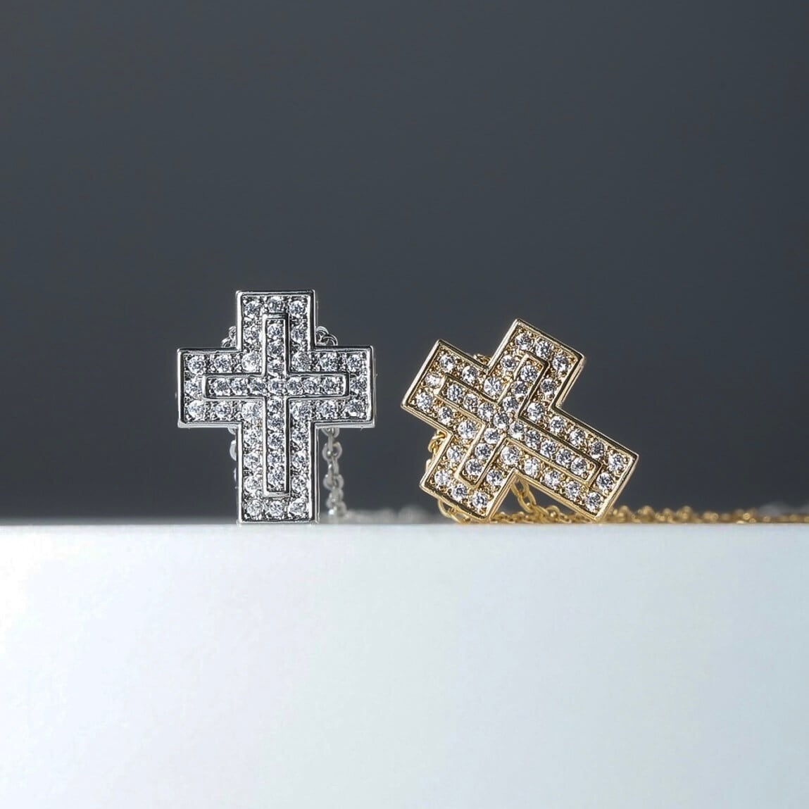 18kgp zirconia small cross necklace VN1-2 | VERIELA