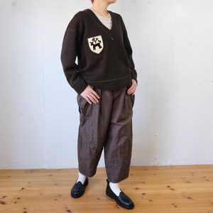 ASEEDONCLÖUD(アシードンクラウド)Student dormitory pullover リバーシブルカットソー（表=ダークブラウン/裏=杢グレー）