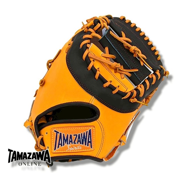 【玉澤】 ソフトボール キャッチャーミット兼ファーストミット用 TSF-OS155WD（本体：オレンジ×ブラック　紐：タン）｜タマザワ