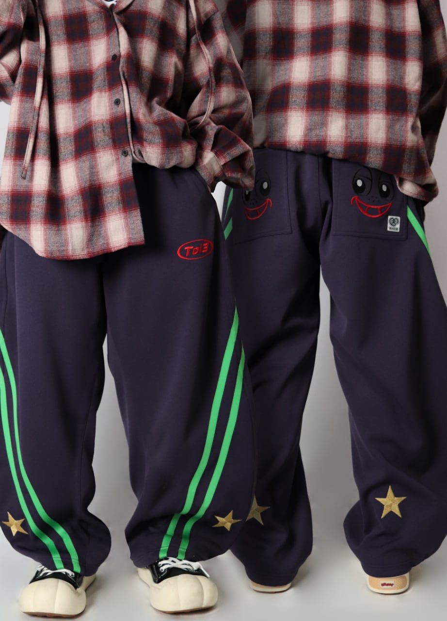 2LINE★SMILE BACK barrel leg pants(ツーライン★スマイルバックバレルレッグパンツ)【Dark purple】