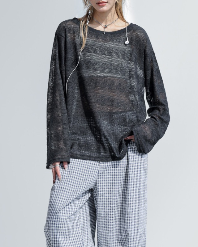 Sheer Border Loose Tops（3color）［A0318］