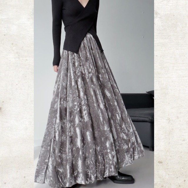 Velour-Like Balloon Long Skirt　H0456