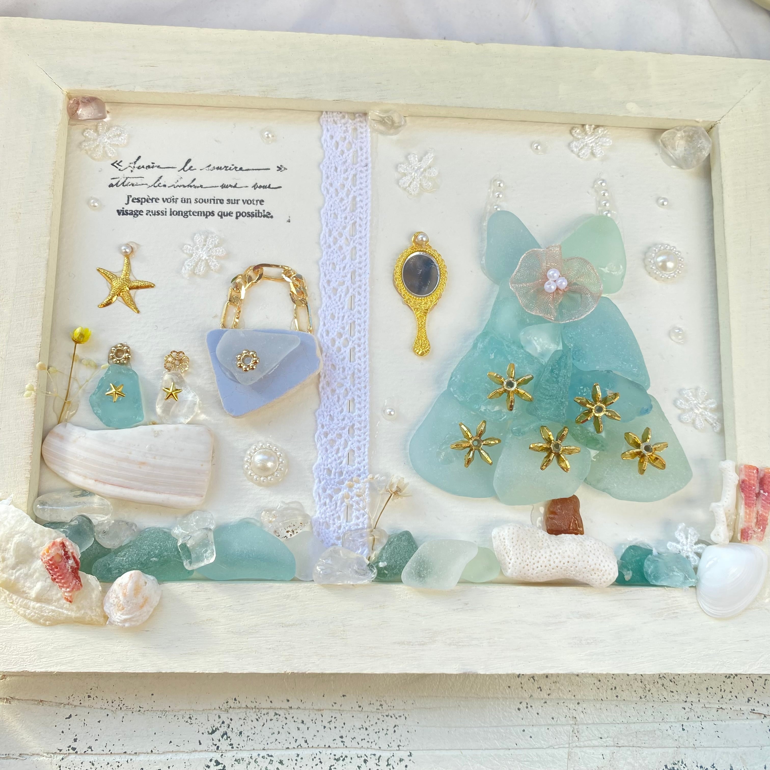 "海色シーグラスのきらきらドレス。"