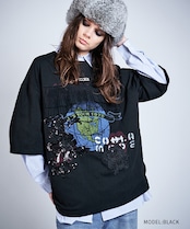 フリル&レースパッチTシャツ (BLACK) CQ-47004