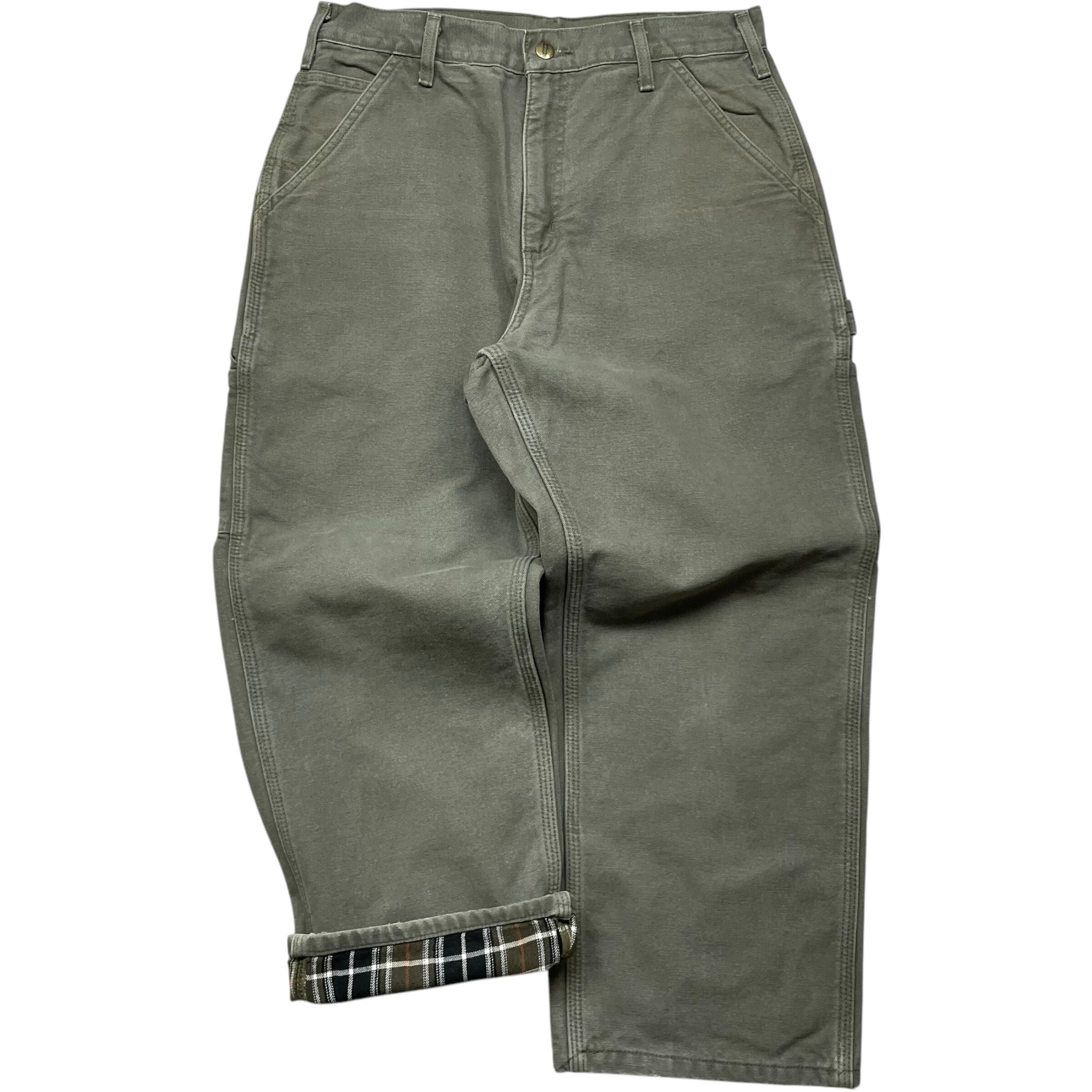 《実寸W31 L25》Carhartt カーハート ワークパンツ ペインターパンツ 裏ネル モスグリーン no.5285