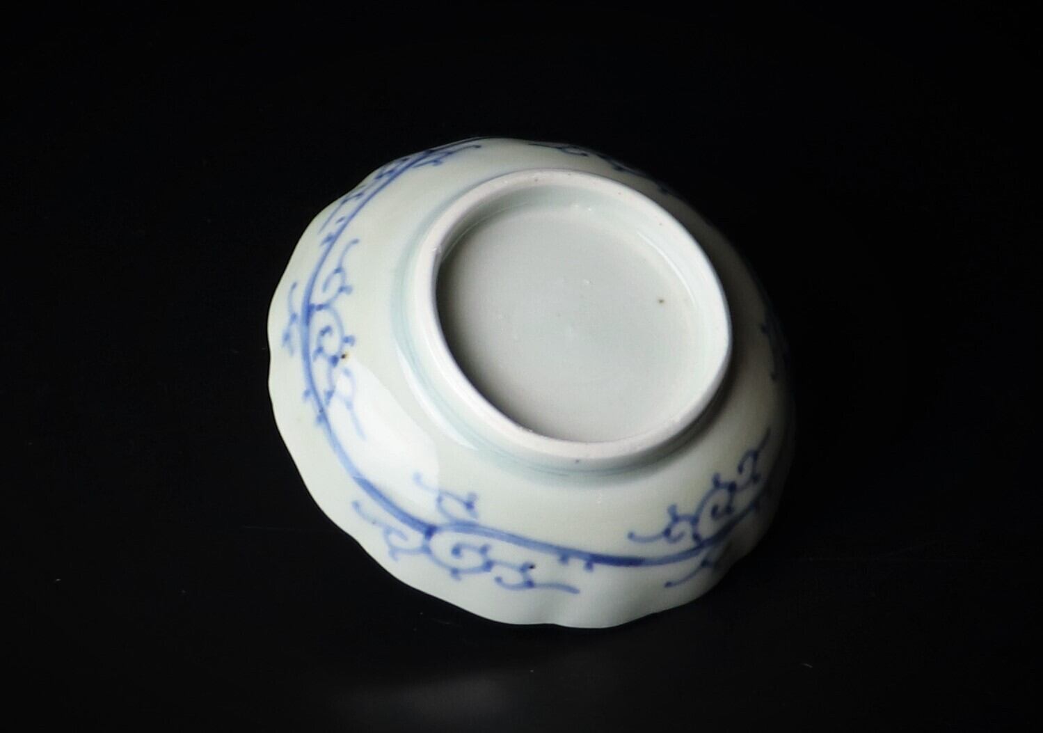 古伊万里伊万里染付江戸期華唐草唐草文蔵出し中皿3客