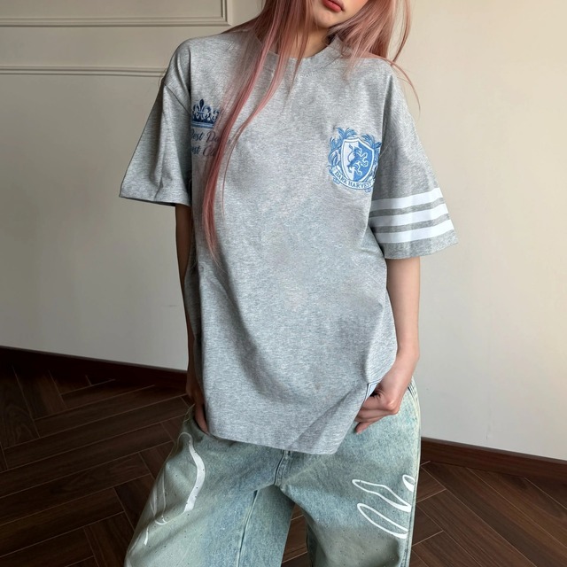 プレッピーエンブレムサイドボタンＴシャツ 3col   R02113