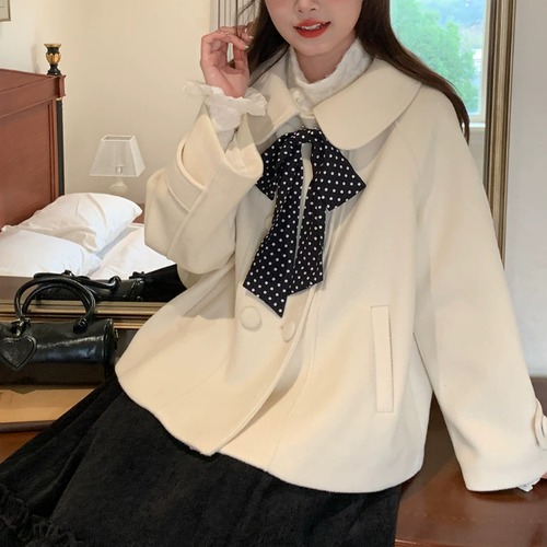 ドットリボンダブルボタンショートコート ・79039