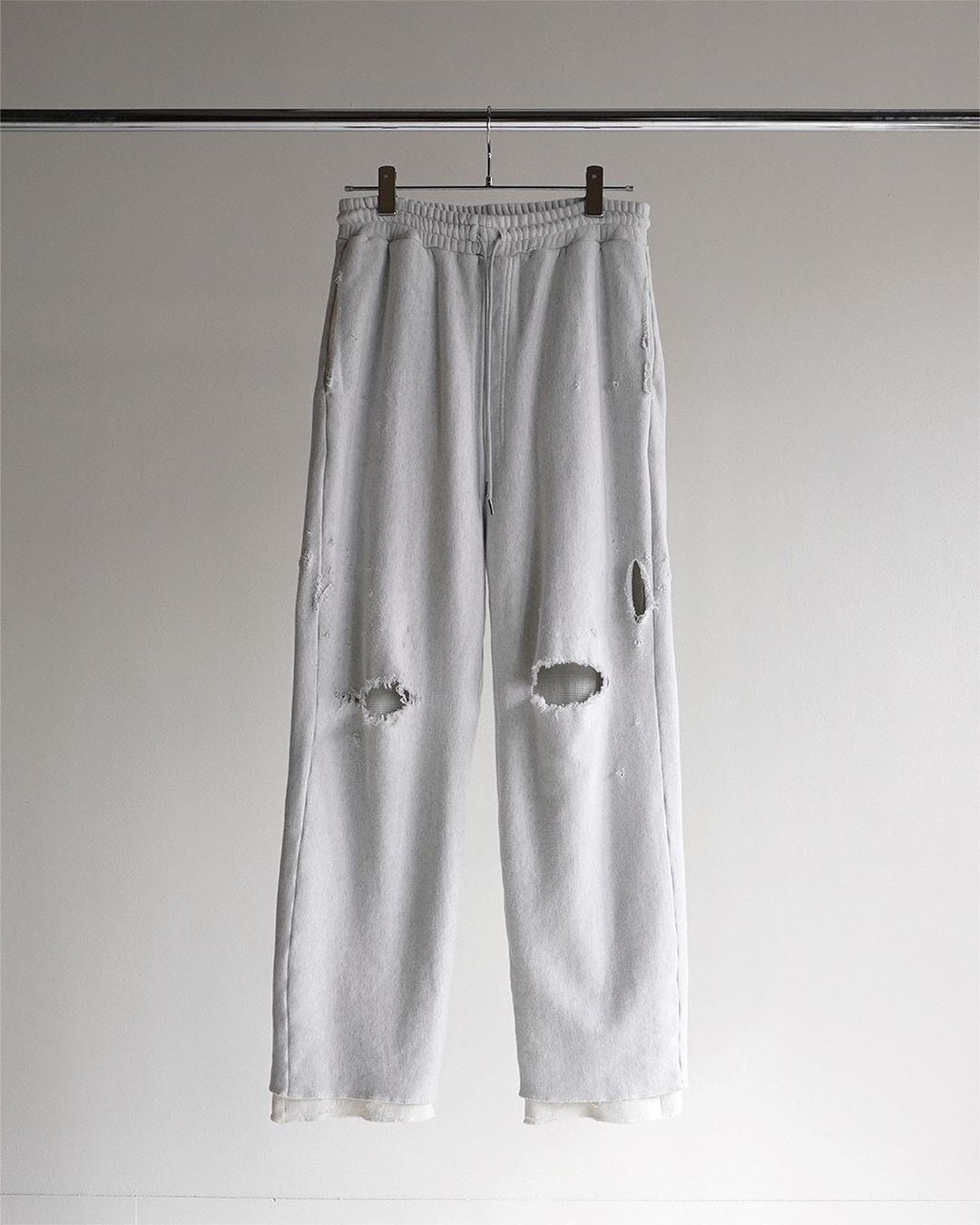ANCELLM CRASH SWEAT LAYERED PANTS (WHITE) ANC-PT34-A | IAAAM