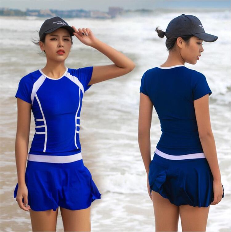 通勤する 水着 2点セット 韓国 温泉 保守的 スプリットスカート ボクサー 学生 スポーツ みずぎ