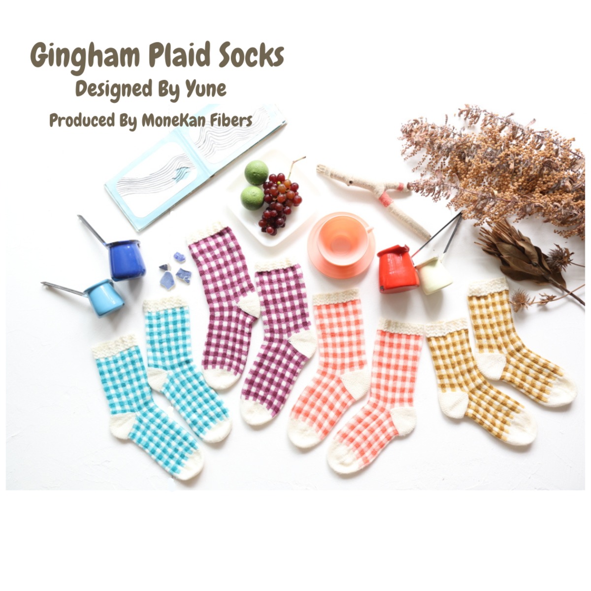 編み図 〜 Gingham Plaid Socks〜 ギンガムチェック柄ソックス / 靴下 