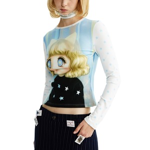 [YOSHUYUKI] Girls' Print Cartoon Knit Top