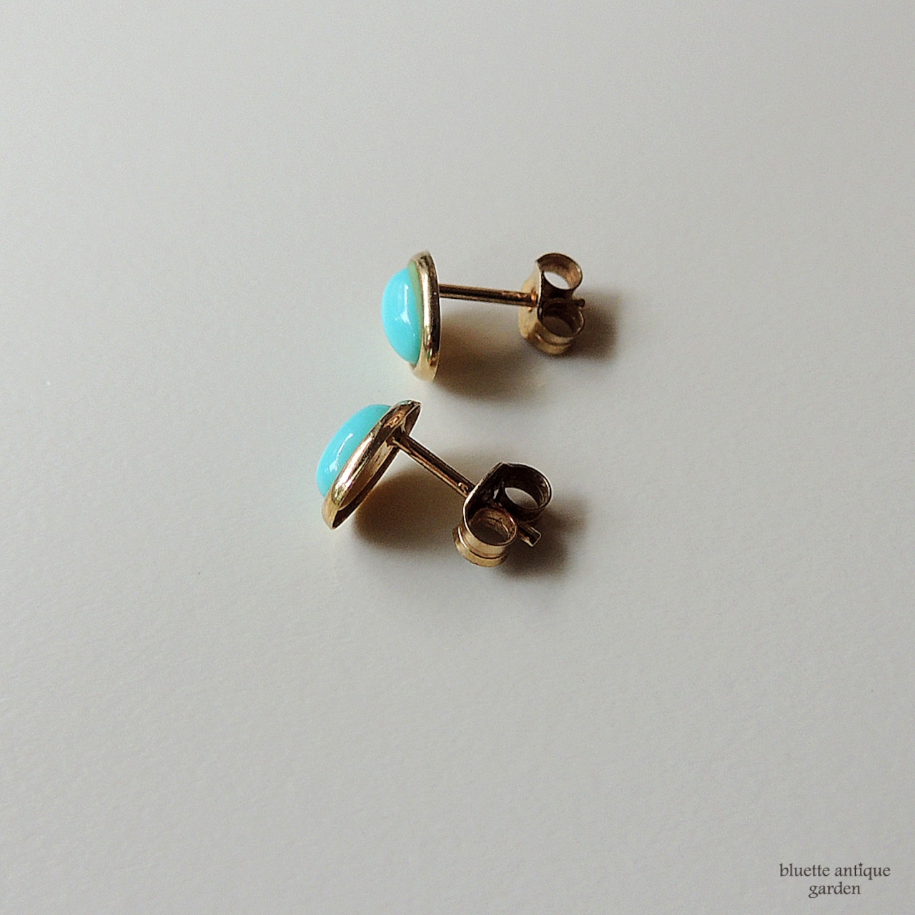 ヴィンテージジュエリー 9ctゴールド 再生ターコイズ ピアス(ソーティングメモ付)