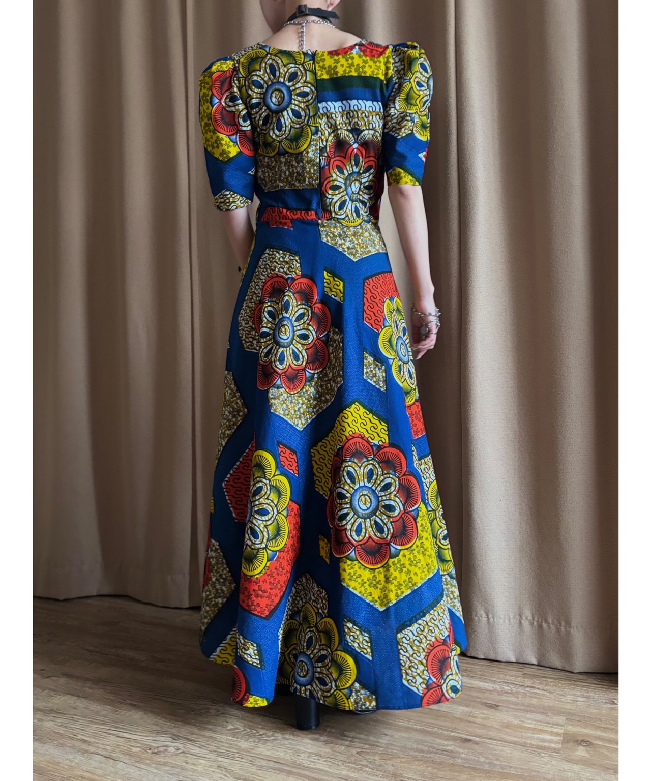 bright color african batik dress-4732-6