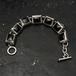 Vintage Heavy Silver Stone Bracelet [TAXCO MEXICO SILVER × Onyx] Square Design