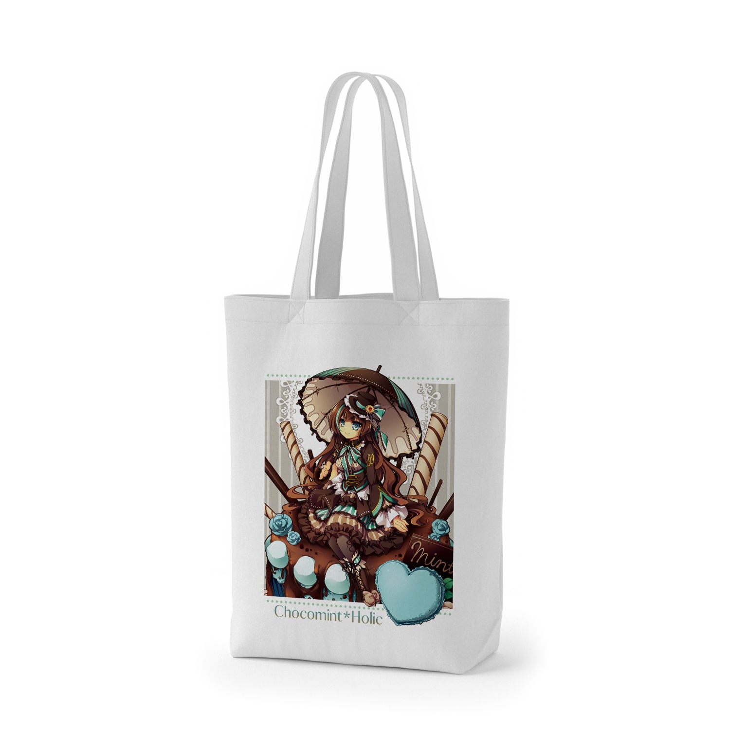 トートバッグ 大きめ 軽い 可愛い女の子 イラスト おしゃれ服 チョコ