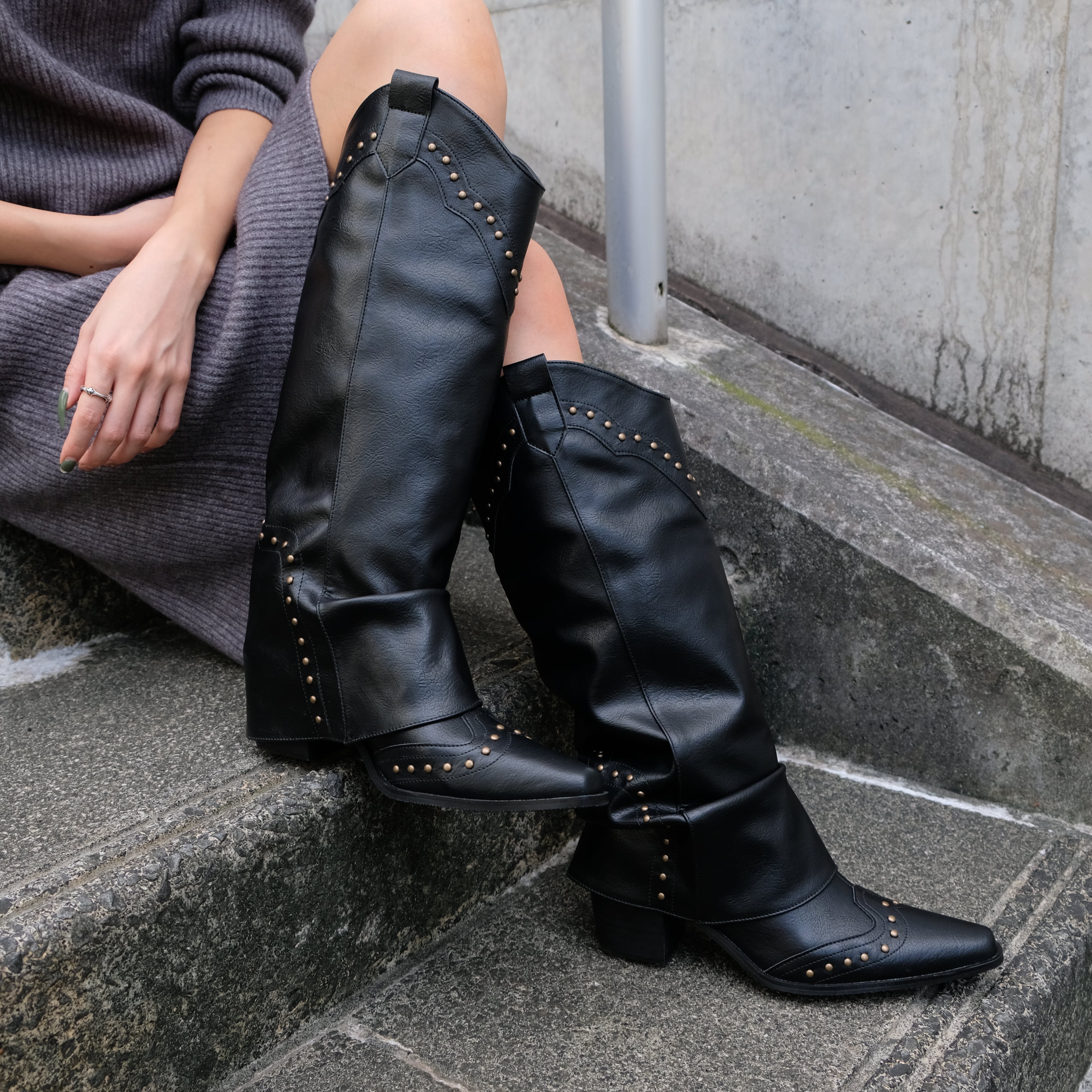 felim ウエスタンブーツ STUDS COVER WESTERN BOOTS / BLK | FELIM