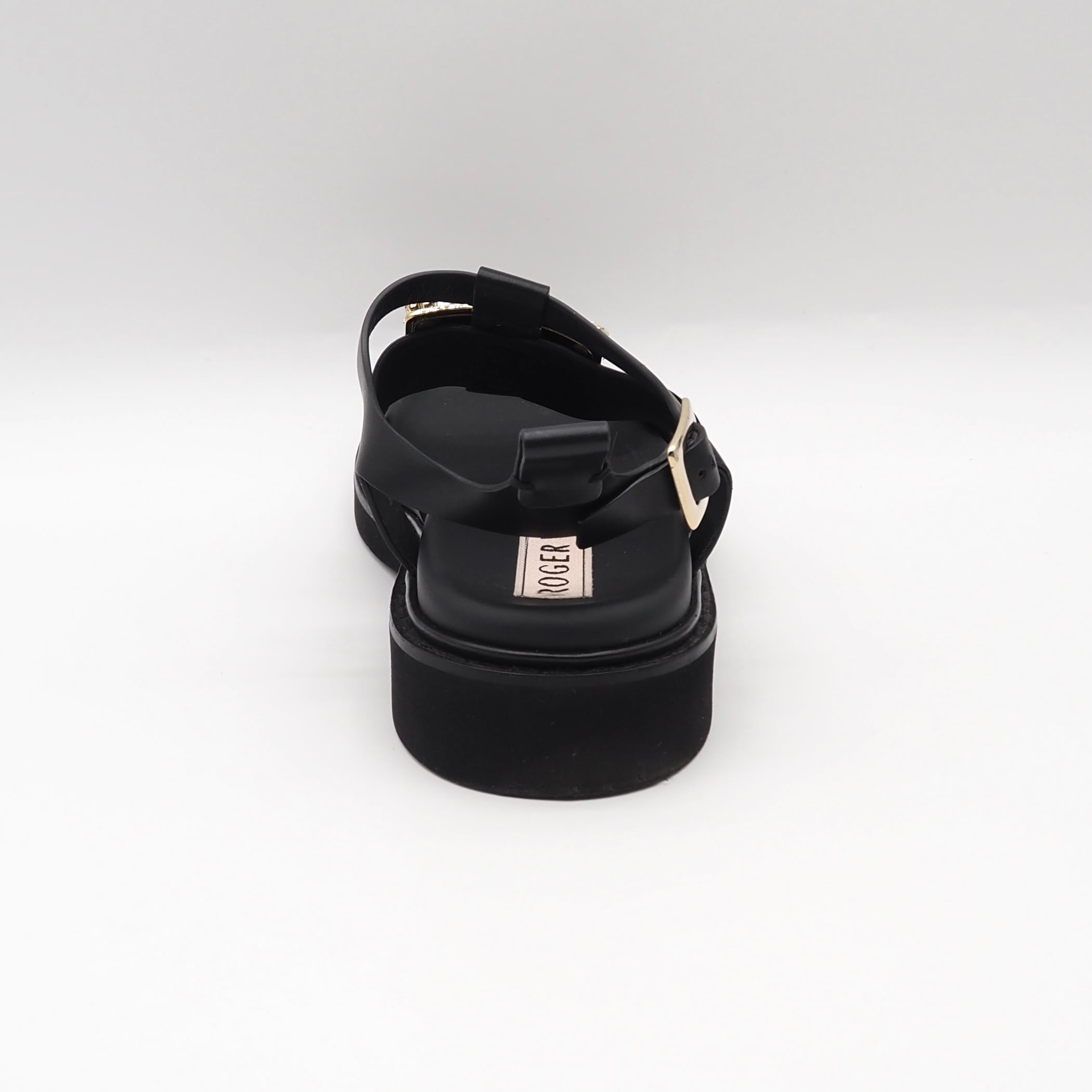 Roger Vivier ヴィヴ レンジャー レザー サンダル レザー ブラック