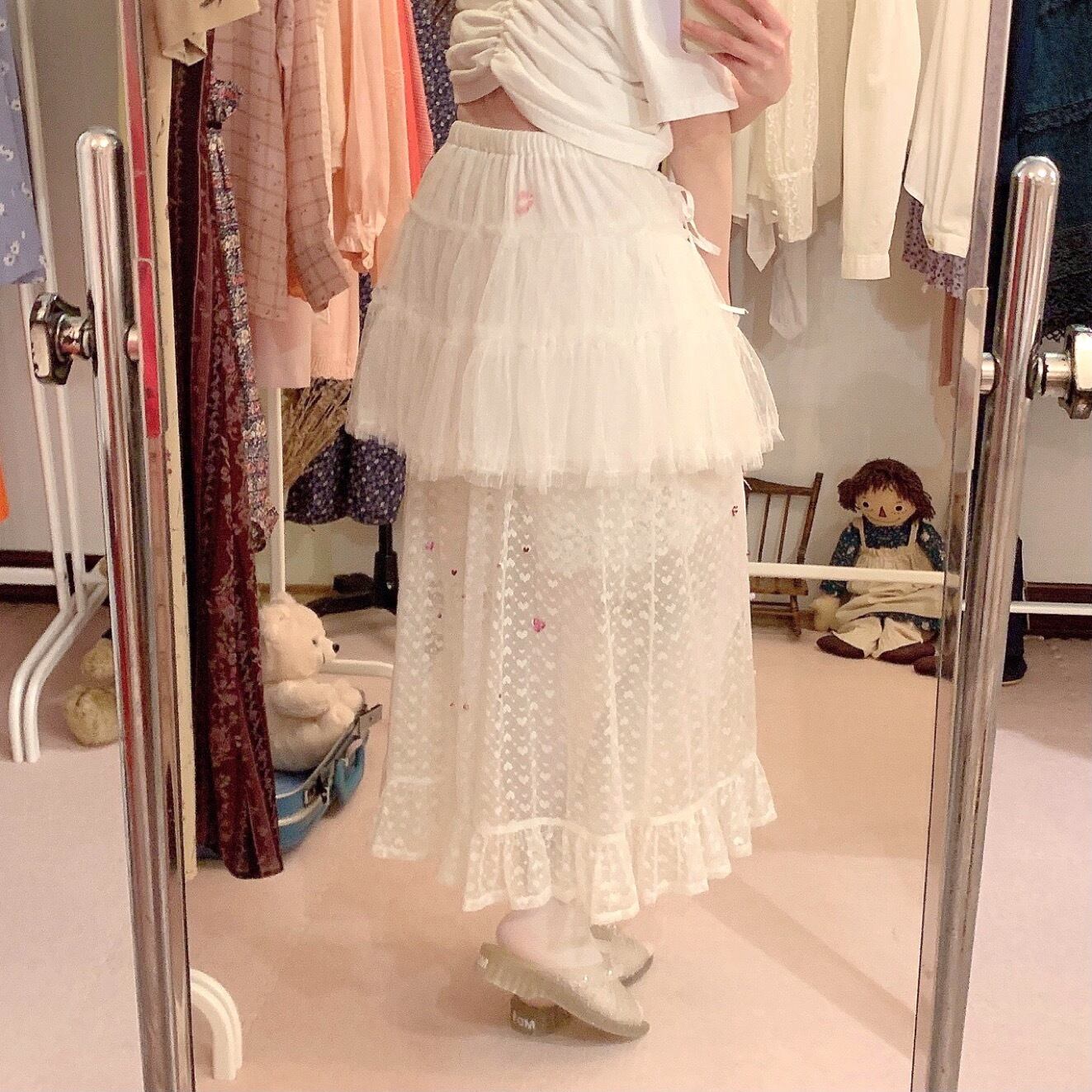 remake : invisible heart tutu lace skirt