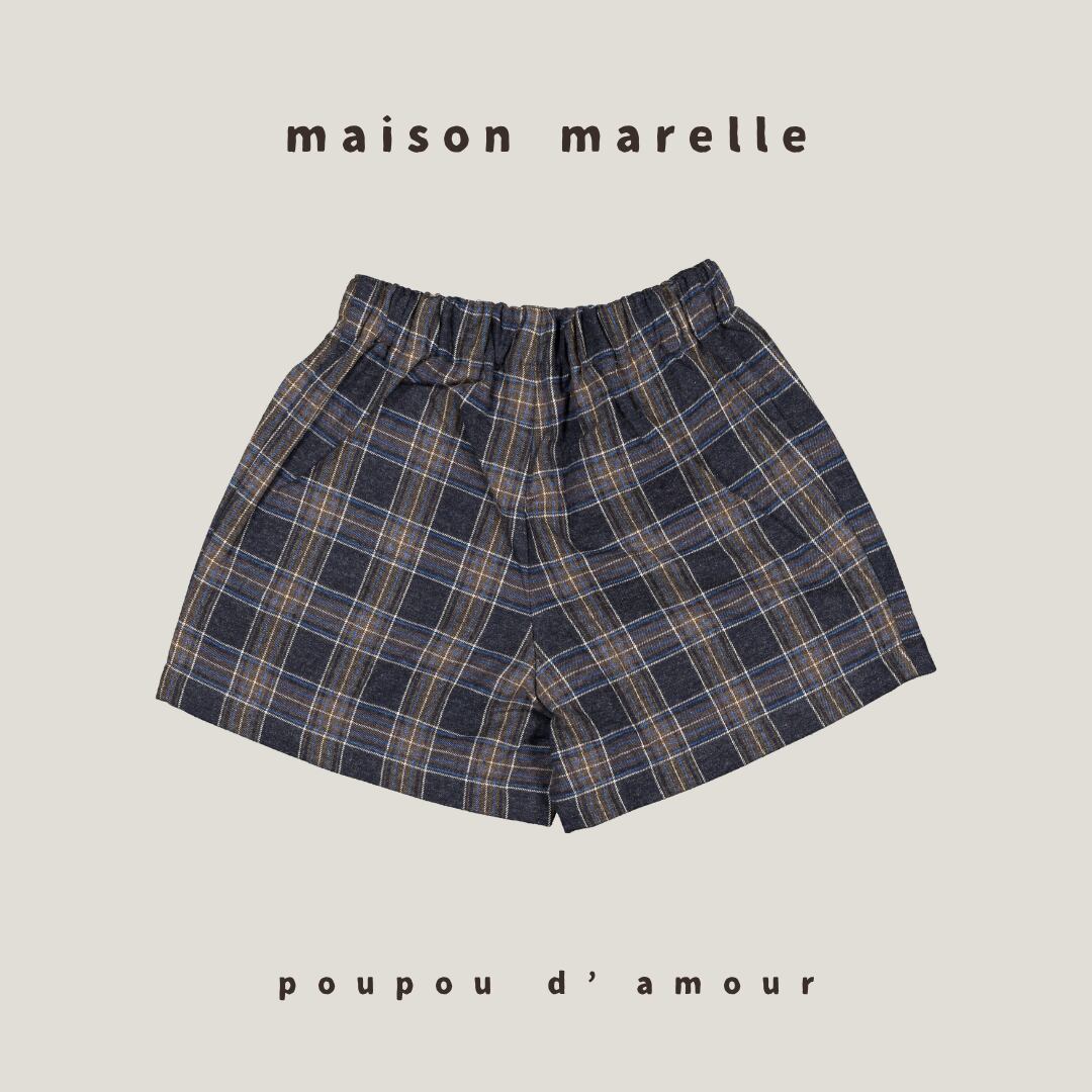 10Y〜12Y 送料無料【予約】maison marelle|Short SEVRES - blue tartan /(11月上旬以降入荷予定)