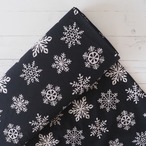 ブロックプリント生地【50cm単位】インド綿  Winter(雪の結晶) 黒 #44910-BK1