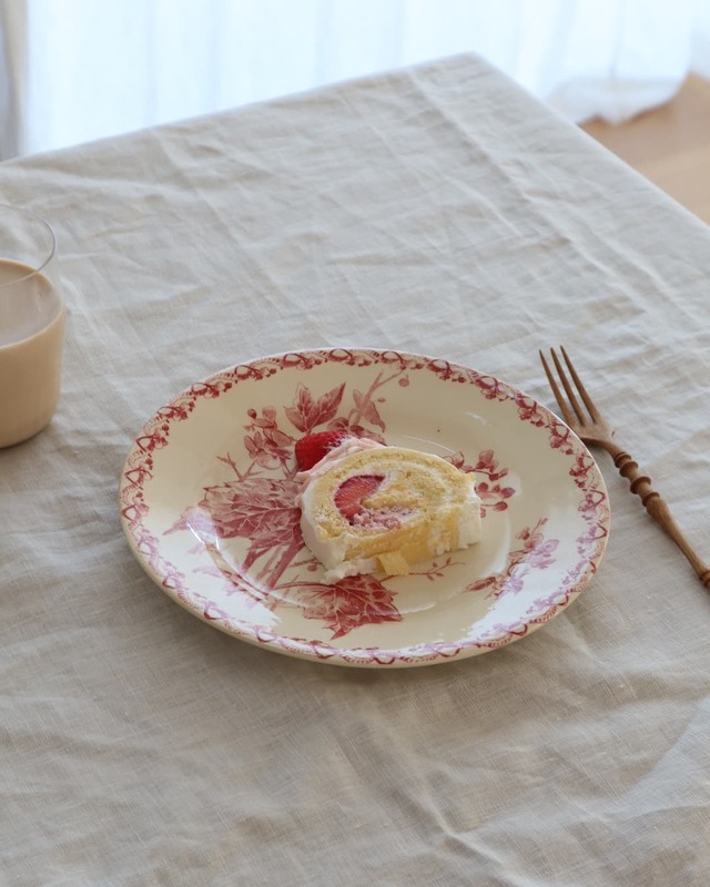 faïencerie de Castres 南仏 カストル窯 葉っぱのガーランドの平皿プレート /B