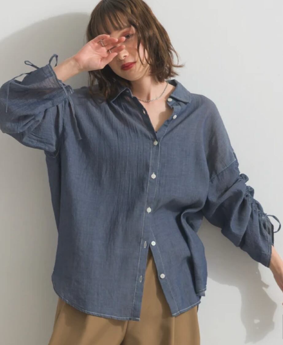ナンバーミーTOKYO" SHEER DENIM PATTERN OVER SHIRTS"INDIGO