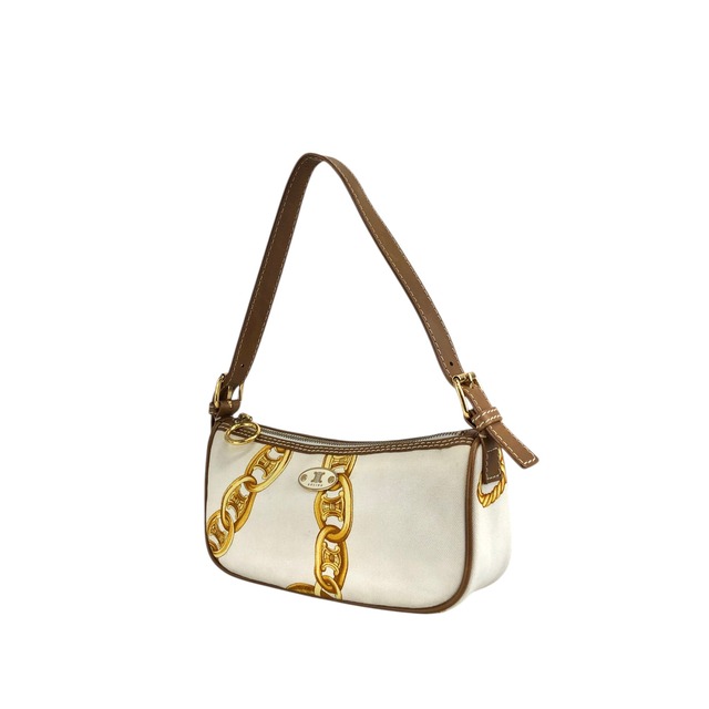 CELINE セリーヌ チェーン ハンドバッグ ホワイト ブラゾン キャンバス vintage ヴィンテージ オールド vzzbsd