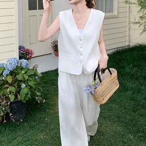 White vest & wide leg pants set S834