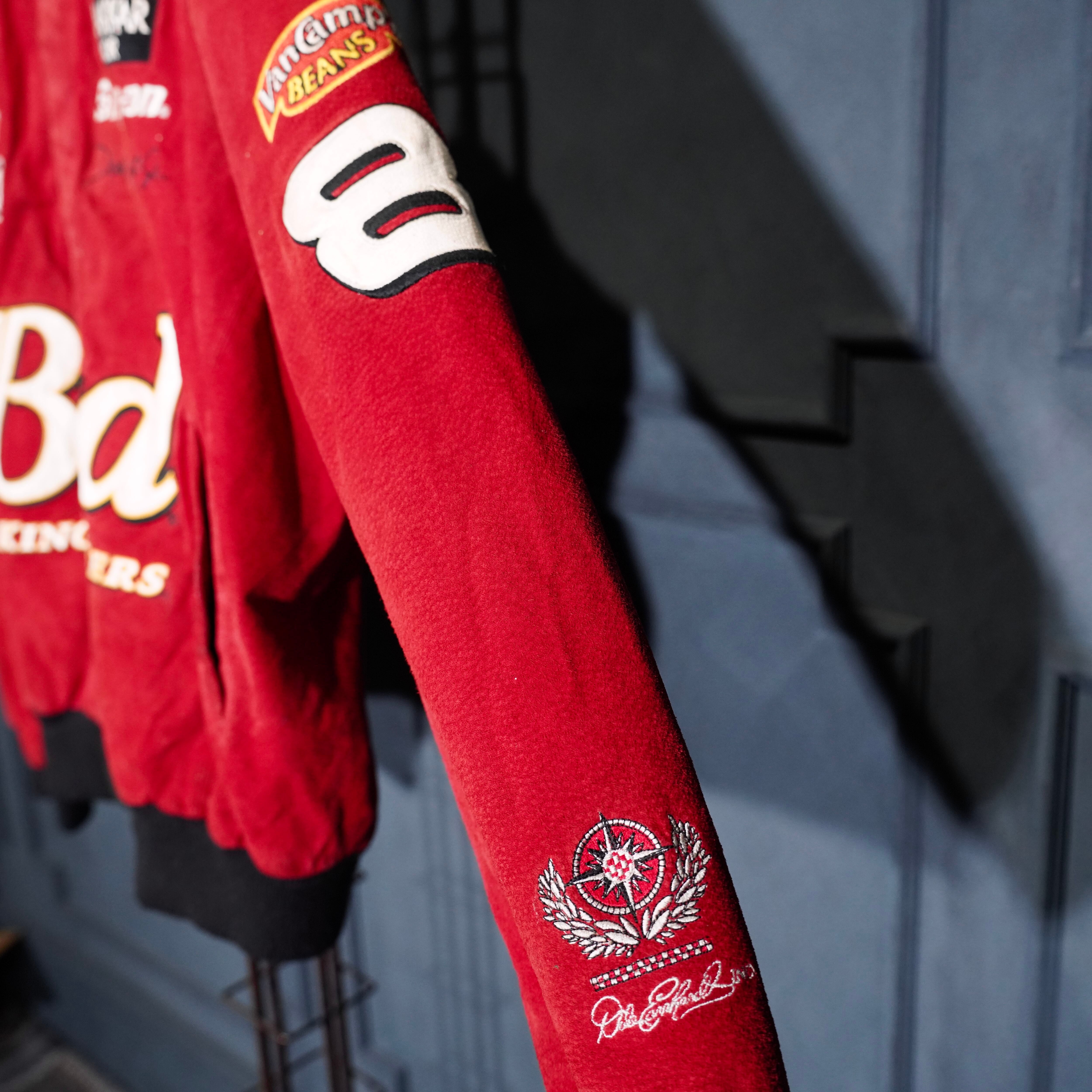 Budweiser リバーシブル レザー レーシングジャケット スタジャン 刺繍 USA VINTAGE CHASE AUTHENTICS JH DESIGN GROUP JEFF HAMILTON