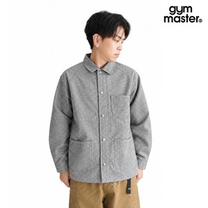 gym master ジムマスター ハッピーペイントダックカバーオール 総柄 ワークジャケット カバーオール メンズ レディース ユニセックス ダック生地 ペイント柄 犬柄 ハンドサイン 落書き カジュアル G633795 千鳥格子