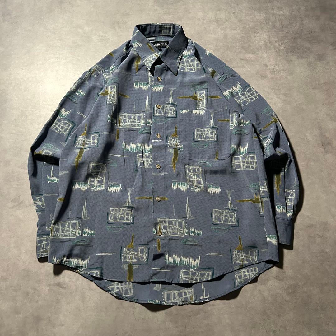 CONNECT ヴィンテージ 総柄 レトロ ヨーロピアン デザイン シャツ