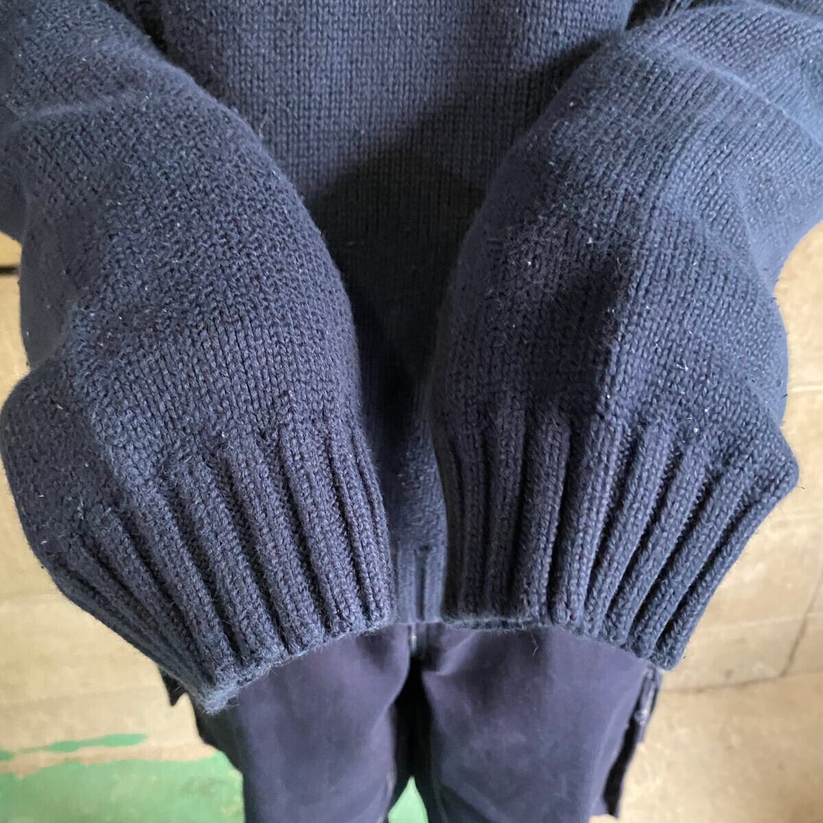 ポロバイラルフローレン　ウールニット　刺繍ロゴ　M チャコール　古着 Polo by Ralph Lauren ポロバイラルフローレン コットンニットセーター