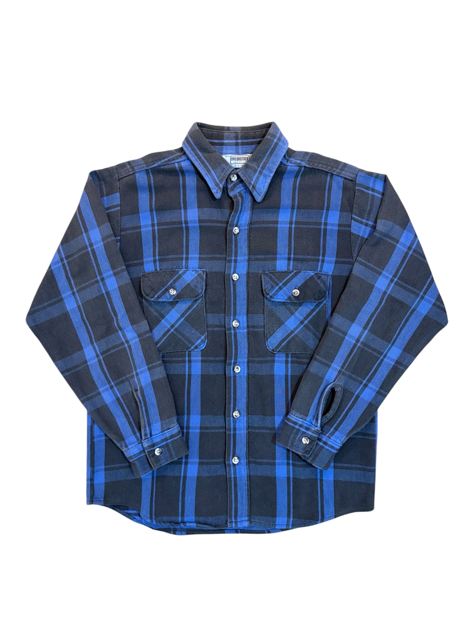 80's FIVE BROTHER Heavy flannel shirt M 15-15 1/2 M | moonbirds