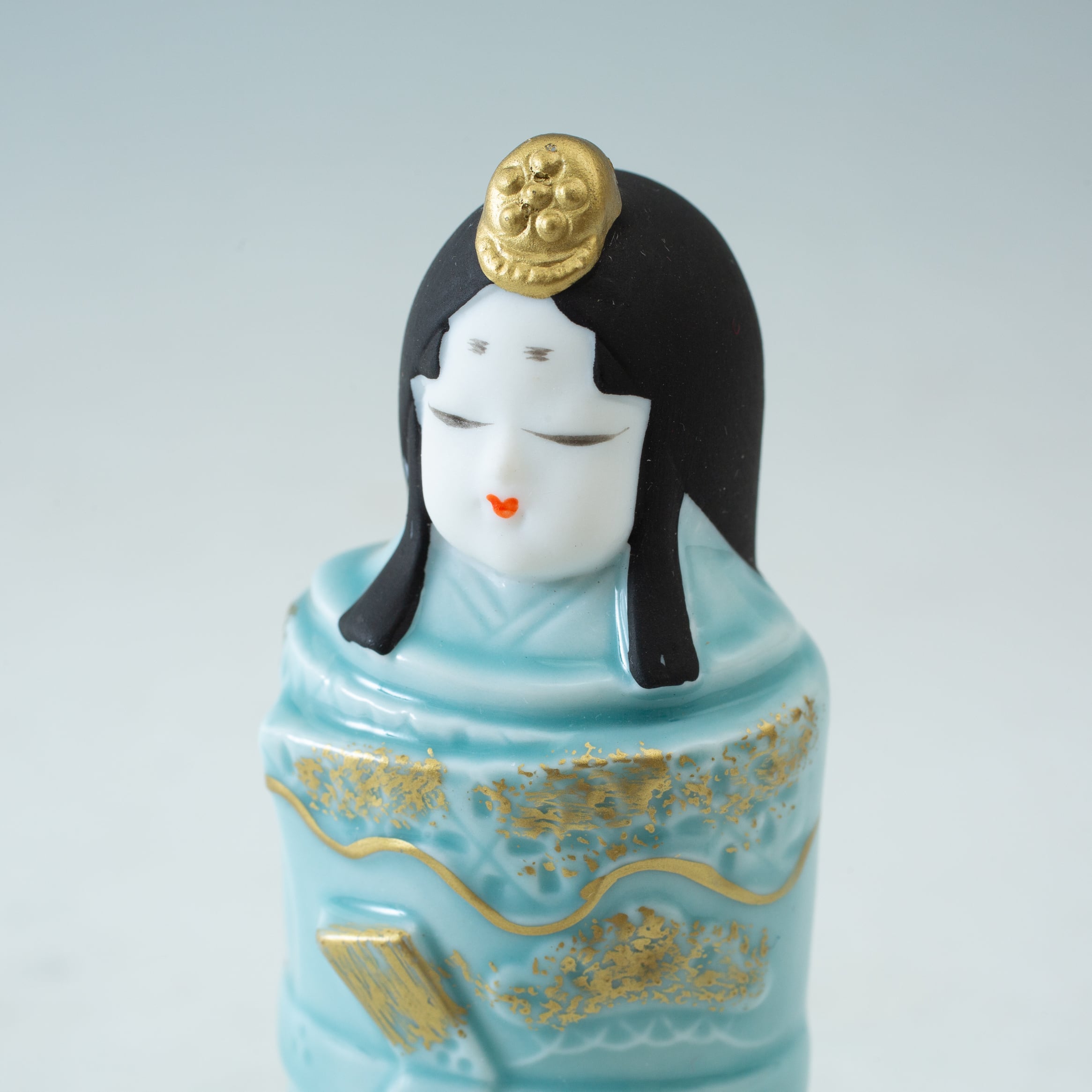 【美品】陶器 ひな人形 和風 青磁 立雛 雛人形 置物 雛飾り 金彩 昭峰 ひな人形 陶器 日本陶磁 お