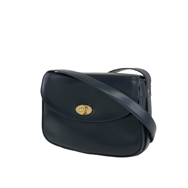 CELINE セリーヌ ショルダーバッグ ネイビー ブラゾン レザー ターンロック vintage ヴィンテージ オールド uaxp5e