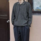 acryl wool stripe knit polo