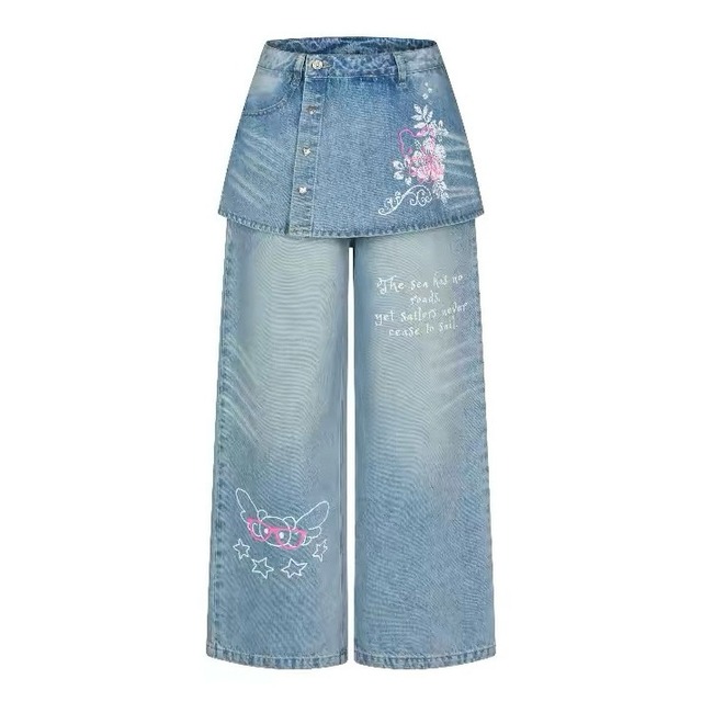 [BETWEENAND] Washable Blue Jeans Skirt Pants