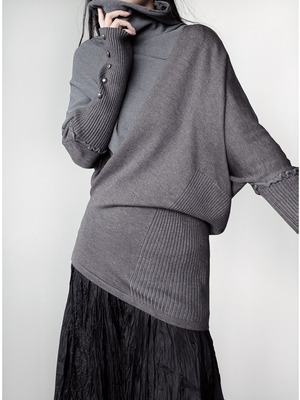 Asymmetric cowl neck tunic knit 2color [T2965]
