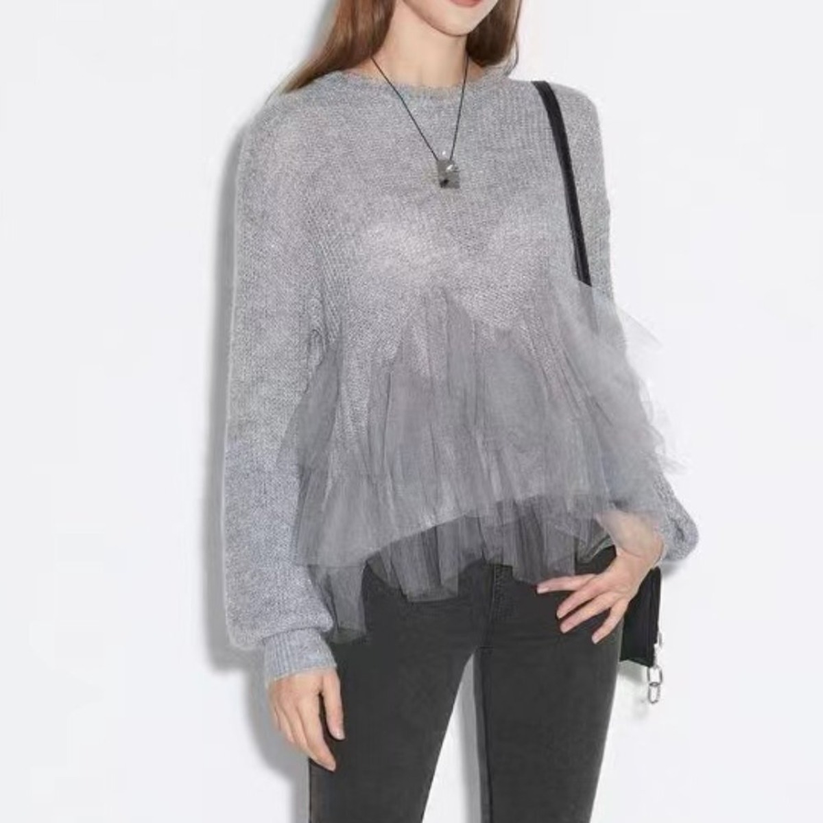 Tulle Insert Knit Pullover - Ready-to-Wear 1AFFG6