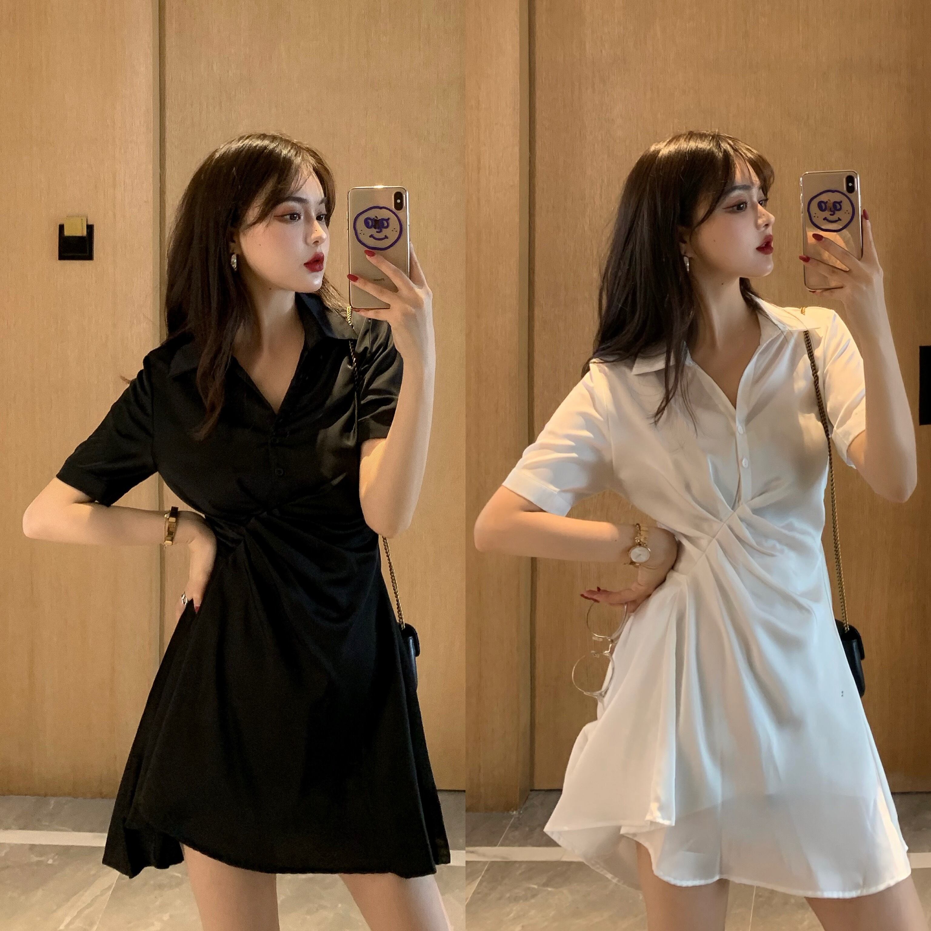 薄手ブラックシャツ カラーサマー 夏物 スカート YY-ファッション4509314324