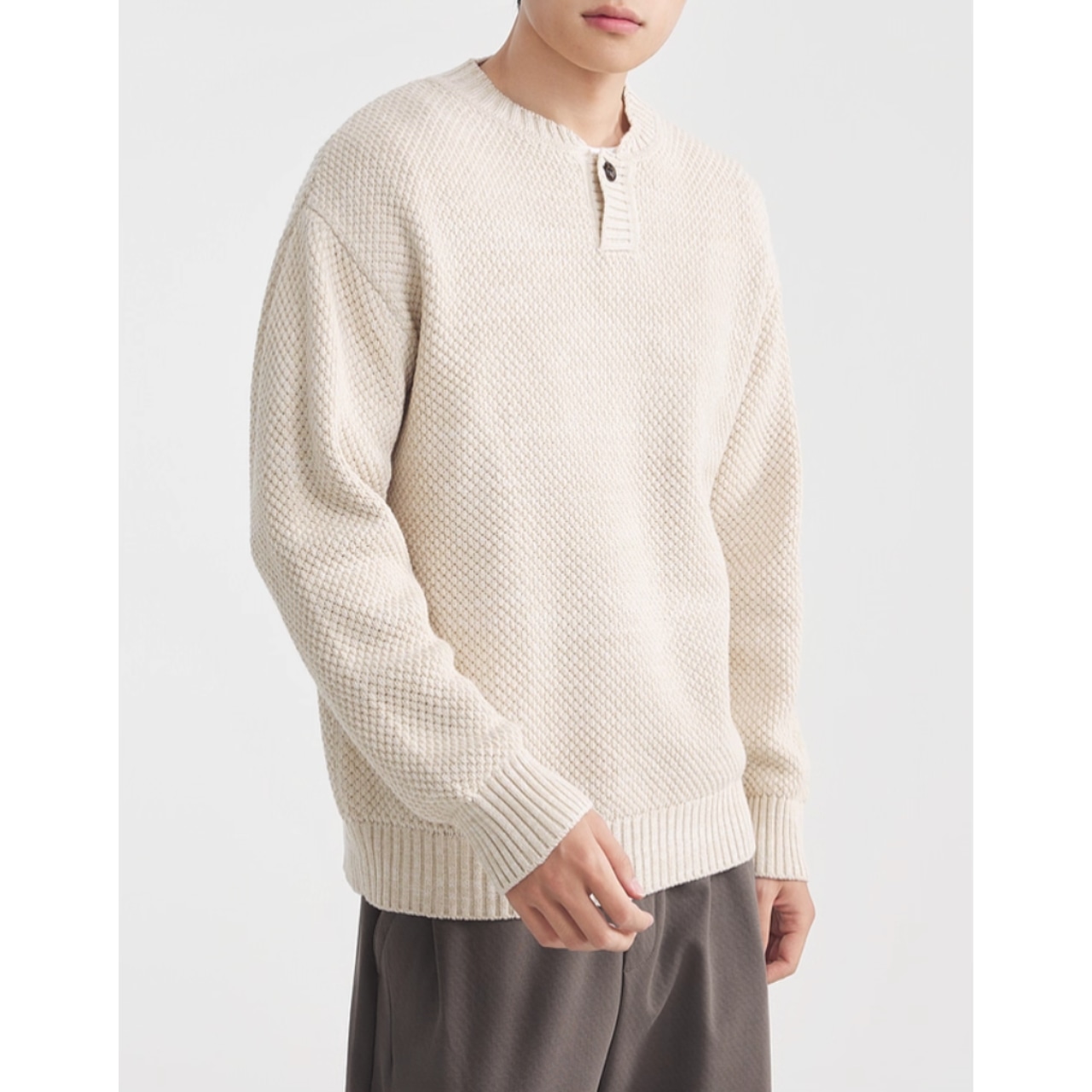 ボタンフロント レギュラーカラーニット af0392