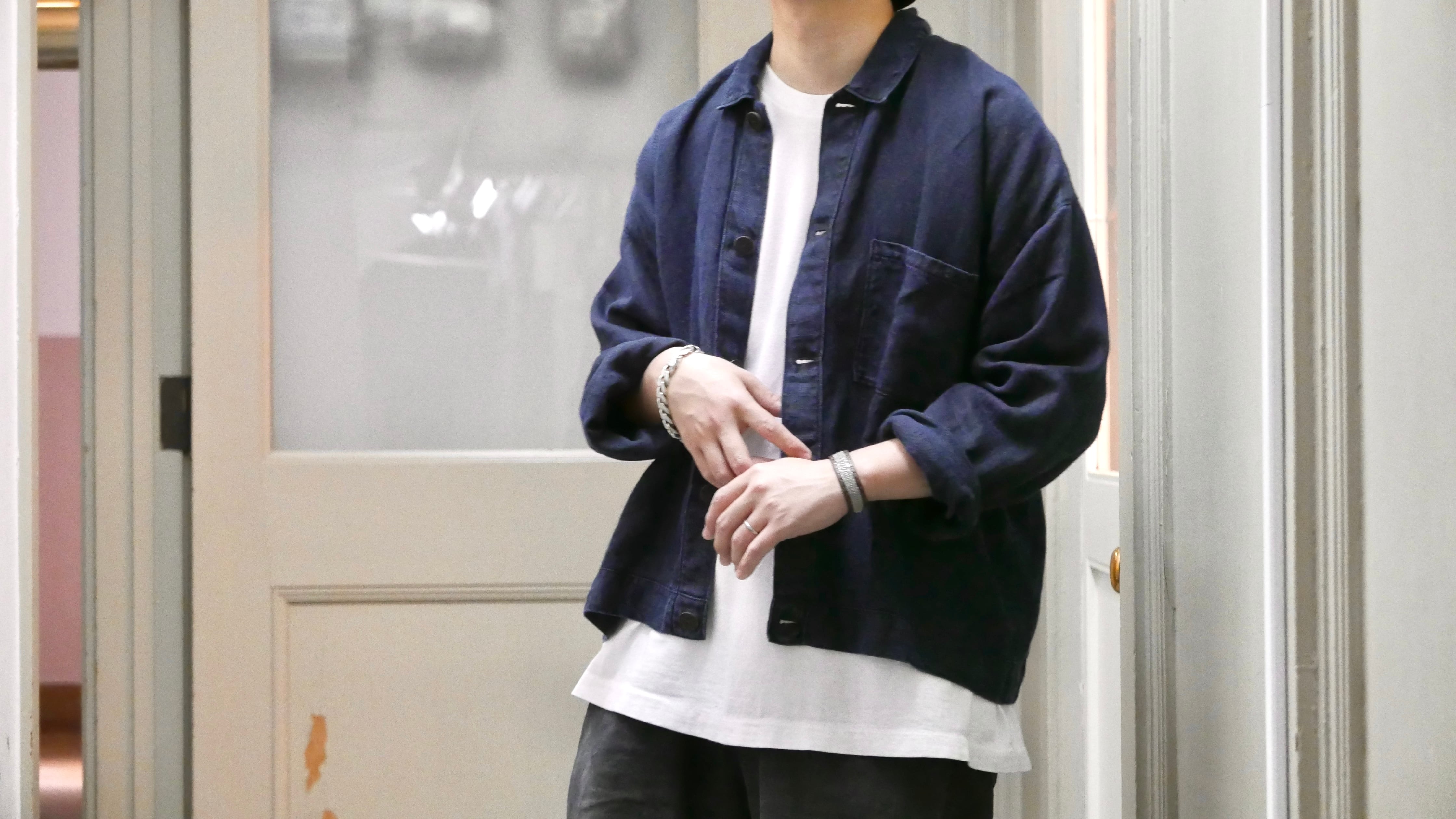 MITTAN ( ミタン / ミッタン ) "JK-89DC" 綾織大麻平面ブルゾン”  別注色 藍x炭  Hemp ( ヘンプ ) サイズ1,2,3 / 大阪 OSAKA